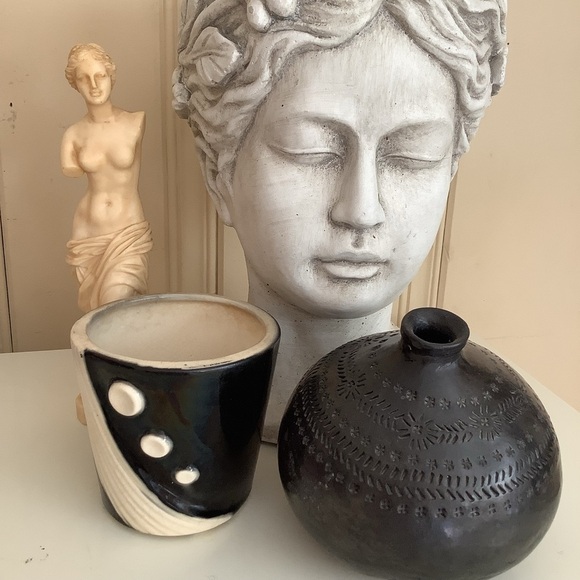 Vintage Royal Copley MCM Black White Geometric Planter Vase - Picture 6 of 6